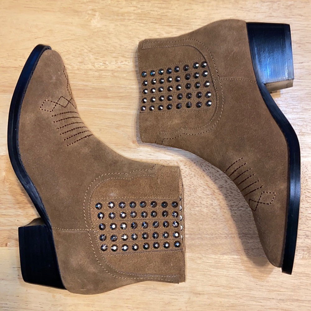 BiBi Lou Brown Leather Studded Ankle Boots